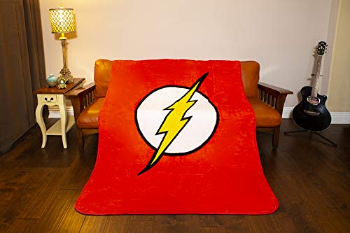 Plush Throw Blanket - The Flash Logo - Twin Bed 60"x 80" - Faux Fur Blanket for Beds, Sofa, Couch, Picnic, Camping