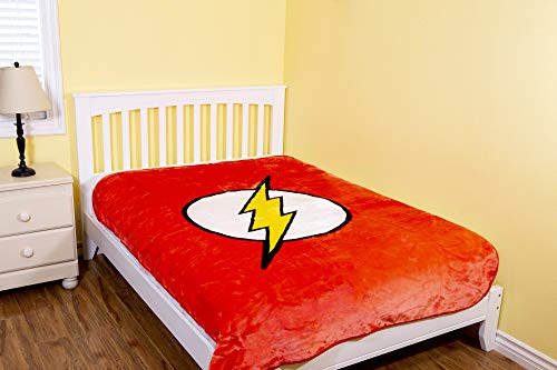 Plush Throw Blanket - The Flash Logo - Twin Bed 60"x 80" - Faux Fur Blanket for Beds, Sofa, Couch, Picnic, Camping