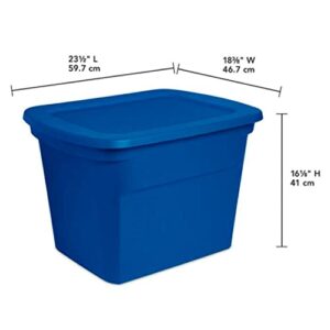 Sterilite 18 Gallon Stackable Plastic Storage Tote Container with Latching Snap-Close Lid for Home and Office Organization, Blue (8 Pack)