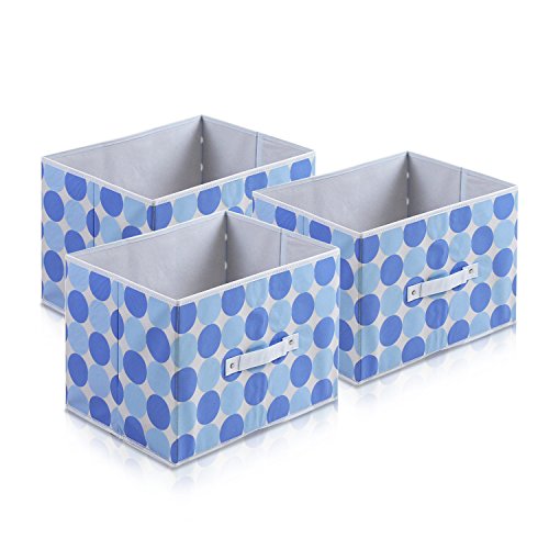 Furinno Laci Dot Design Non-Woven Fabric Soft Storage Organizer (3 Pack), Baby Blue