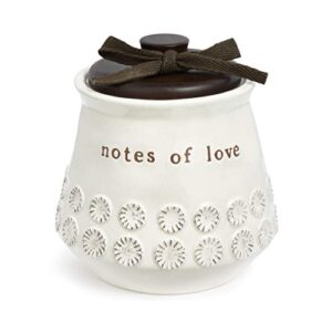 demdaco notes of love white 4.5 x 4.5 inch stoneware decorative jar
