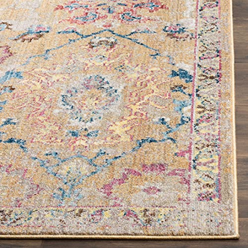 SAFAVIEH Bristol Collection 2'3" x 8' Camel / Blue BTL347C Boho Chic Distressed Runner Rug