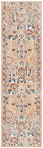 SAFAVIEH Bristol Collection 2'3" x 8' Camel / Blue BTL347C Boho Chic Distressed Runner Rug