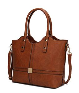 mia k collection crossbody bags for women purses and handbags, shoulder strap, pu leather top-handle satchel tote cognac