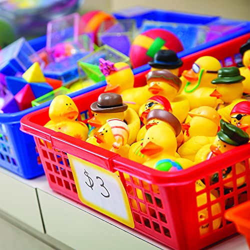 Plastic Organization Storage Baskets for Kids - Set of 6 Bins with Handles - Classroom Teacher and Supplies - Basket Size - 13" x 9 3/4" x 3"