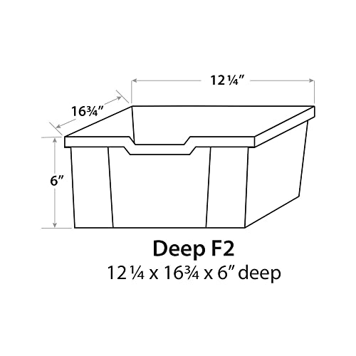 Gratnells Deep F2 Storage Tray, Pack of 6, Heavy Duty School, Industrial & Utility Storage Bins, 12.3" x 16.8" x 5.9" (Translucent)