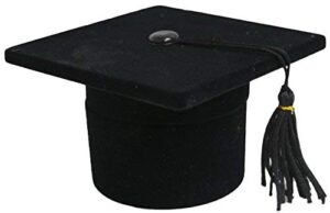 novel box flocked velvet graduation cap novelty jewelry ring/earring box