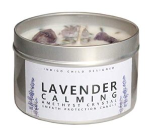 empath protection 8 oz. candle, calming lavender and amethyst crystals