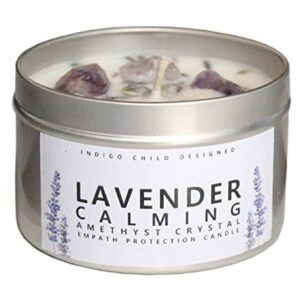 Empath Protection 8 Oz. Candle, Calming Lavender and Amethyst Crystals