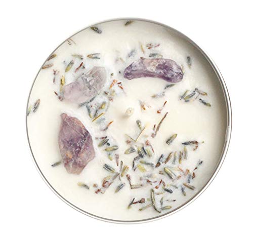 Empath Protection 8 Oz. Candle, Calming Lavender and Amethyst Crystals