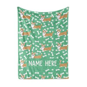 personalized custom corgi fleece and sherpa throw blanket for men women kids babies – blankets perfect for bedtime bedding or as gift dog dog mom dad