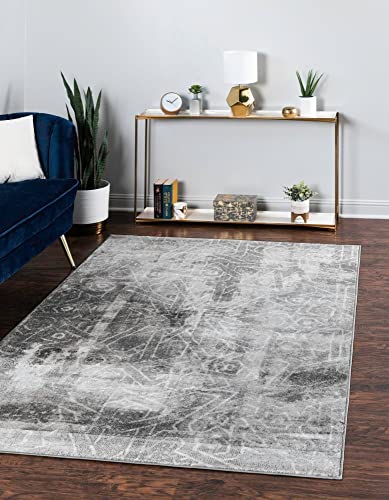 Unique Loom Sofia Collection Area Rug - Rainier (9' x 12' 2", Dark Gray/ Gray)