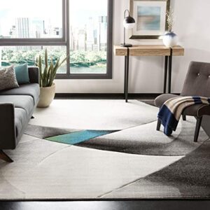 safavieh hollywood collection 5’3″ x 7’6″ grey / teal hlw713d mid-century modern non-shedding living room bedroom dining home office area rug
