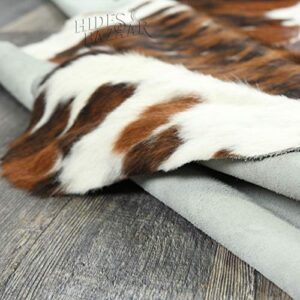 Tricolor Cowhide Rug Classic Brown, Black and White Color Mix, Natural Leather Hide, Area Rug (6x7ft)