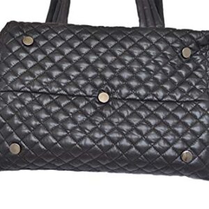 CLARANY Comfortable Lightweight Large Quilted Zipper Tote with Pouch water repellent Black