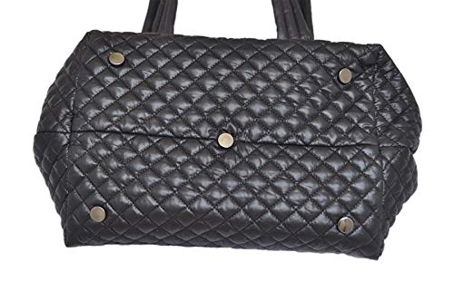 CLARANY Comfortable Lightweight Large Quilted Zipper Tote with Pouch water repellent Black