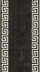 Unique Loom Athens Collection Classic Geometric Modern Border Design Area Rug, 2 ft x 6 ft, Charcoal/Beige