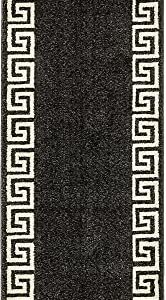 Unique Loom Athens Collection Classic Geometric Modern Border Design Area Rug, 2 ft x 6 ft, Charcoal/Beige