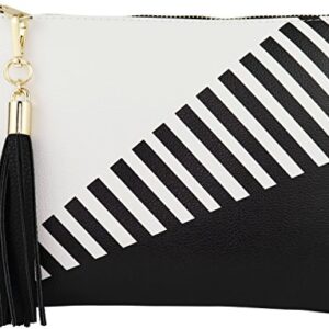 B BRENTANO Vegan Clutch Bag Pouch with Tassel Accent (Black)