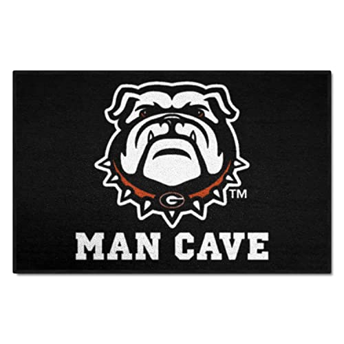 FANMATS 22875 Georgia Bulldogs Man Cave Starter Mat Accent Rug - 19in. x 30in. | Sports Fan Home Decor Rug and Tailgating Mat - Black, Bulldog Logo