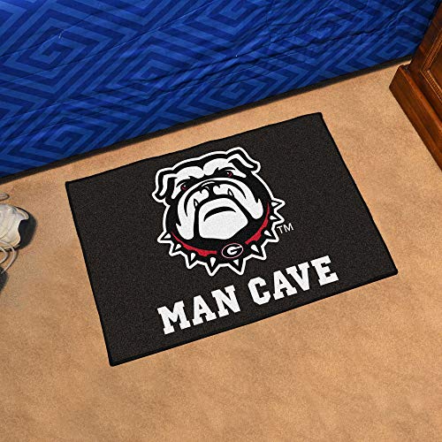 FANMATS 22875 Georgia Bulldogs Man Cave Starter Mat Accent Rug - 19in. x 30in. | Sports Fan Home Decor Rug and Tailgating Mat - Black, Bulldog Logo