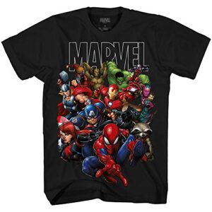 marvel avengers guardians of the galaxy team up all time men’s adult graphic tee t-shirt (black,large)