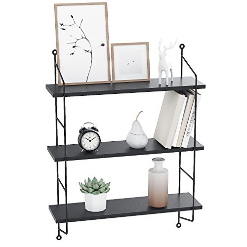 Homdox 3-Tier Industrial Floating Shelves Wall Mounted Display Wall Shelf Storage Rack Wall Rack Holder Rack