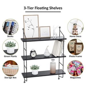 Homdox 3-Tier Industrial Floating Shelves Wall Mounted Display Wall Shelf Storage Rack Wall Rack Holder Rack