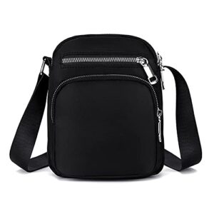 notag small crossbody bags for women travel cell phone purses nylon waterproof shoulder bags casual pocketbooks (black)