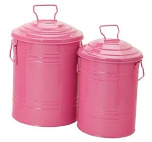 houston international 6515e hpk steel storage cans 2-pack, hot pink