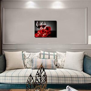 Purple Verbena Art Canvas Print Art of Red Wine Rose and Candle Picture Painting Wall Art Modern Home Decor for Living Room Bedroom Bathroom Decoration Gifts Artwork Wall Décor,Framed 12x16 Inches