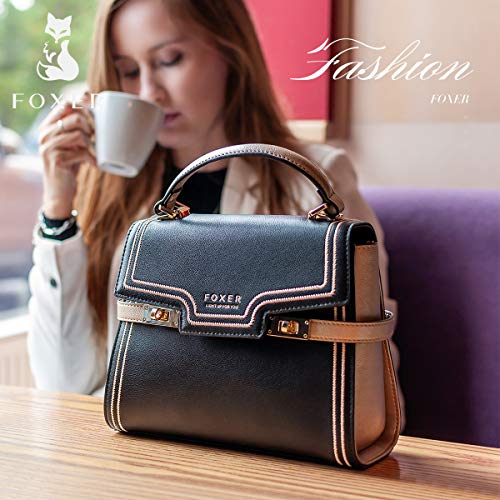 Leather Crossbody Bags for Women, Genuine Leather Ladies Top-handle Bags with Adjustable Shoulder Strap Womens Fashion Designer Purses and Handbags Girls Small Flap Cross Body Messenger Bags (Black)