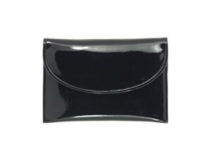 loni ladies faux patent leather wallet clutch bag purse coin pouch in black
