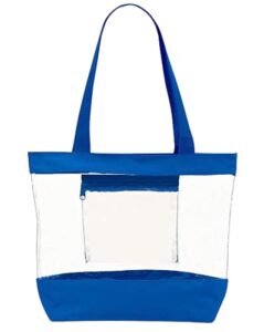 clear tote bag with zipper and interior pocket clear purse medium size (blue)