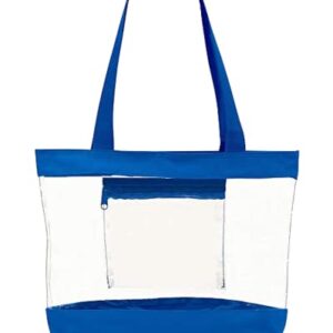 Clear Tote Bag With Zipper and Interior Pocket Clear Purse Medium Size (Blue)