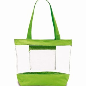 Clear Tote Bag With Zipper and Interior Pocket Clear Purse Medium Size (Blue)