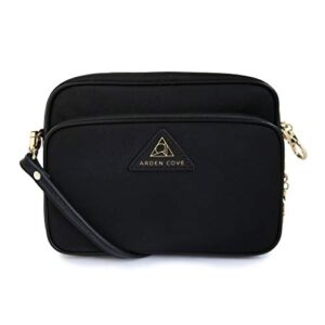 anti-theft waterproof full cross-body bag with adjustable faux leather strap (black)