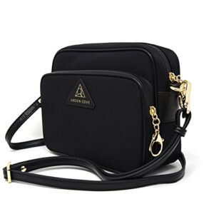 Anti-Theft Waterproof Full Cross-Body Bag with Adjustable Faux Leather Strap (Black)