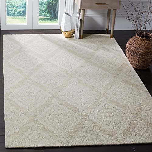 SAFAVIEH Micro-Loop Collection 9' x 12' Light Blue MLP210C Handmade Trellis Premium Wool Area Rug