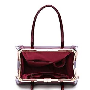 Style Strategy bone purses patent leather handbags for women Top Handle with kiss lock Satchel Shoulder big bags crossbody for women