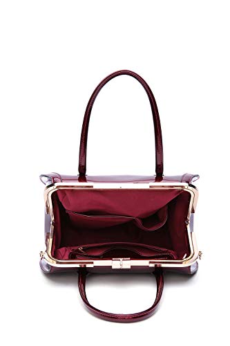 Style Strategy bone purses patent leather handbags for women Top Handle with kiss lock Satchel Shoulder big bags crossbody for women