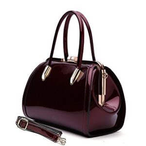 Style Strategy bone purses patent leather handbags for women Top Handle with kiss lock Satchel Shoulder big bags crossbody for women