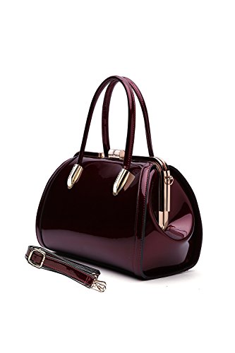 Style Strategy bone purses patent leather handbags for women Top Handle with kiss lock Satchel Shoulder big bags crossbody for women