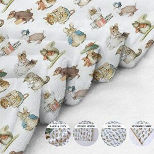 Rabbit Fleece Blanket Soft Plush Throw TV Blanket Bedding Flannel Throw Shawls and Wraps Lightweight for Bed Couch Chair Travel, 59"x78.7"