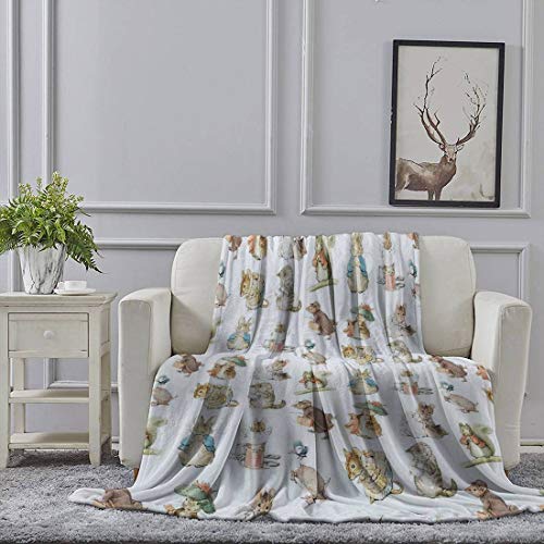 Rabbit Fleece Blanket Soft Plush Throw TV Blanket Bedding Flannel Throw Shawls and Wraps Lightweight for Bed Couch Chair Travel, 59"x78.7"