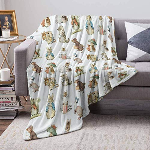 Rabbit Fleece Blanket Soft Plush Throw TV Blanket Bedding Flannel Throw Shawls and Wraps Lightweight for Bed Couch Chair Travel, 59"x78.7"