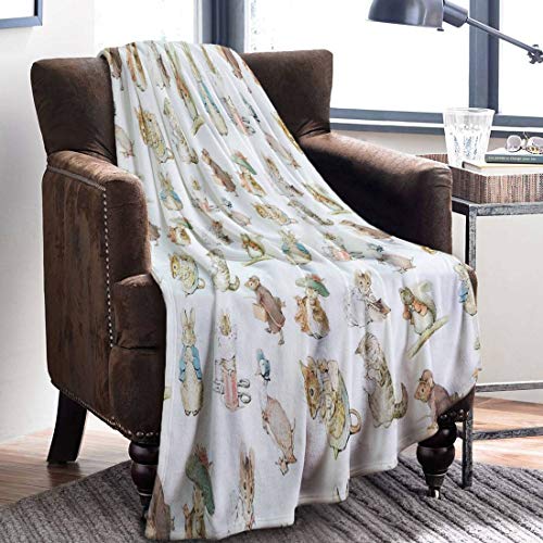 Rabbit Fleece Blanket Soft Plush Throw TV Blanket Bedding Flannel Throw Shawls and Wraps Lightweight for Bed Couch Chair Travel, 59"x78.7"