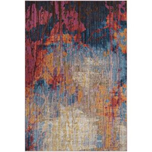 safavieh bristol collection 6′ x 9′ blue / rust btl354f boho modern abstract area rug
