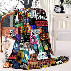 musicals collage ii fleece blanket soft plush throw tv blanket bedding flannel throw shawls and wraps lightweight for bed couch chair travel, 51″x59″