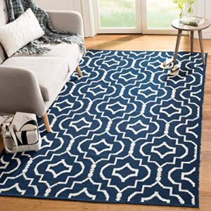 safavieh montauk collection 8′ x 10′ navy/ivory mtk722h handmade cotton area rug